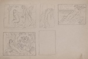 Nimetön [alastonhahmot maisemassa (kynä) tekijältä John Duncan