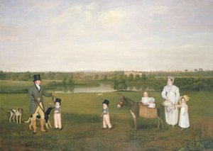 William Hetton Cooke vaimonsa ja lastensa kanssa Worleston Rookeryssa, Chesterissä tekijältä John E. Ferneley