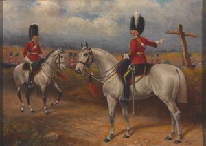 Kaksi ratsuupseeria 2nd Dragonsista (Royal Scots Greys) tekijältä John Edward Chapman Mathews