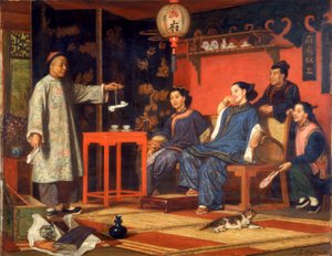 Kiinalaiset naiset katselemassa eurooppalaisia uteliaisuutta, 1868