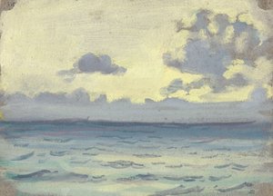 Merimaisema, laivoja tyynellä horisontilla, 1800-luvun loppu - 1900-luvun puoliväli (akvarelli, grafiitti, paperi) tekijältä John Everett