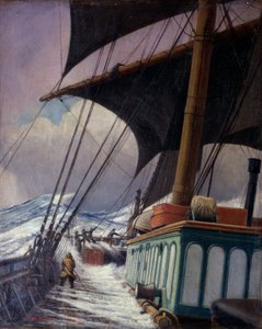 Purjeiden manööverit myrskyn aikana matkalla Bristolista Sabine Passiin, Texasiin (Yhdysvallat, Yhdysvallat), huhti-kesäkuussa 1920. tekijältä John Everett