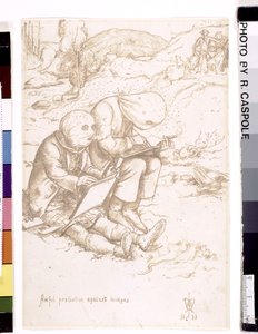 Awful Protection Against Midges, 1853 (kynä ja ruskea muste paperille) tekijältä John Everett Millais