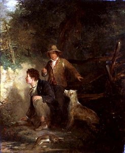 Boys Rabbiting (öljy kankaalle) tekijältä John Everett Millais
