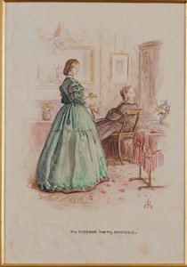 Rouva Gresham ja neiti Dunstable: Kuvitus "Framley Parsonage", 1861 tekijältä John Everett Millais