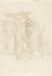 Hylätty, Verso: Luonnos naisesta, 1853 (kynä ja ruskea muste paperille) tekijältä John Everett Millais