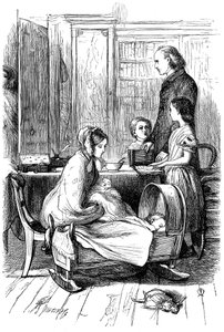 Kohtaus Anthony Trollopen Framleyn pappilosta, 1860. tekijältä John Everett Millais