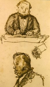 Huutokaupanpitäjä (kynä ja muste paperille) tekijältä John Everett Millais