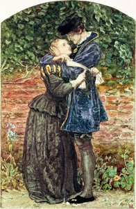 Hugenotti, 1852 (wc, kynä, muste ja guassi paperilla) (katso myös 19693) tekijältä John Everett Millais