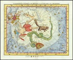 1776 - John Flamsteed - Cassiopee, Cehee, Le Renne, La Pt.Ourse, Le Dragon (Cassiopea, Cepheus, Ursa Minor  Draco).