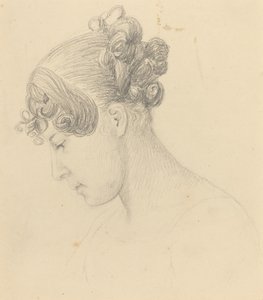 Alas katsovan naisen pää (Theresa Turner?) tekijältä John Flaxman