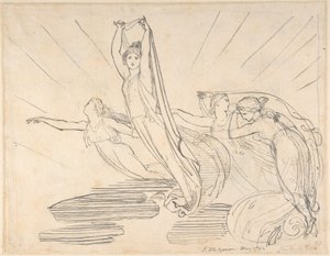 Aamu: Popen Odysseia, kirja 12 (recto); tutkielma lopullista piirustusta varten (verso) tekijältä John Flaxman