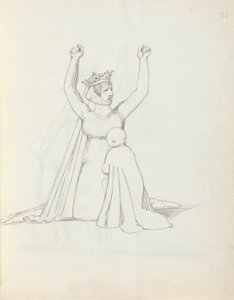 Mrs Siddons Constance, 1783 (kynä, muste ja pesu paperille) tekijältä John Flaxman