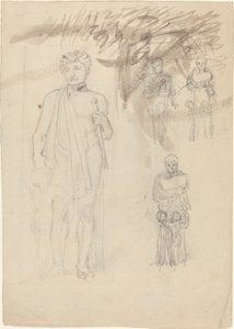 Tutkimusarkki, mukaan lukien Warrior with Child [recto and verso] tekijältä John Flaxman