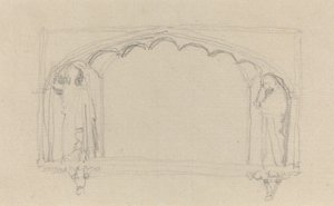 Luonnos goottilaista muistomerkkiä varten (Simcoe-monumentti?) tekijältä John Flaxman