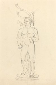 Miesalaston patsas puun edessä tekijältä John Flaxman