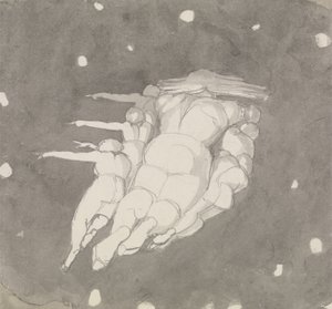 Taivaiden luominen, n. 1790 (kynä ja muste pesulla paperille) tekijältä John Flaxman