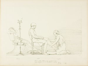 Odysseus, Penelope ja Euryclea tekijältä John Flaxman