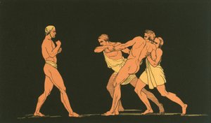 Odysseus valmistautuu taisteluun Iruksen kanssa tekijältä John Flaxman