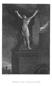 Kohtaus William Harrison Ainsworthin elokuvasta Old St Pauls, 1855 tekijältä John Franklin