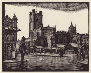 Cambridge: The Market (puupiirros) tekijältä John Frederick Greenwood