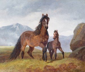 Walesin vuoristotamma ja varsa, 1854 (paneeli) tekijältä John Frederick Herring Senior