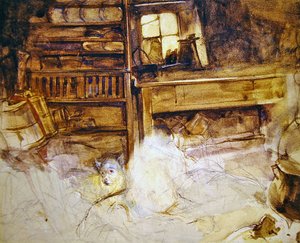 Terrieri Highland-mökissä (lyijykynä ja akvarelli paperille) tekijältä John Frederick Lewis