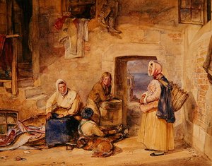 Newhaven Fisherwomen, Edinburgh, n. 1831-32 (akvarelli paperille) tekijältä John Frederick Lewis