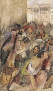 Study for the Proklamation of Don Carlos, n. 1834-28 (w/c & bodycolor liidulla ja kynällä paperilla) tekijältä John Frederick Lewis