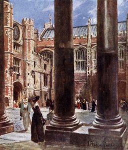Clock Court, Hampton Court Palace, Richmond upon Thames, Lontoo (väri litho) tekijältä John Fulleylove