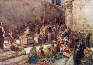 Sisäänkäynti Jerusalemin Pyhän haudan kirkon etupihaan tekijältä John Fulleylove