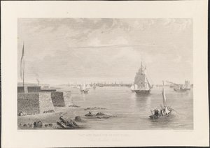 Bay and Harbour of New York Bedlonin [Bedloen] saarelta, kaiverrus James Smillie, n. 1840 (kaiverrus)
