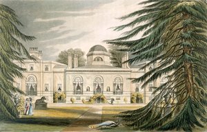 Chiswick Housen puutarha edessä (värikaiverrus) tekijältä John Gendall