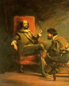 Don Quijote ja Sancho Panza Cervantesin Don Quijote de la Manchasta, 1800-luku tekijältä John Gilbert