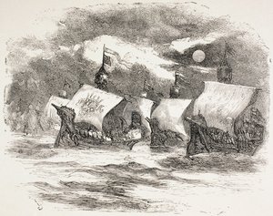 Kuningas Henryn laivasto purjehtii Ranskaan, 1890 tekijältä John Gilbert