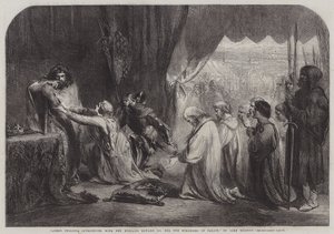 Kuningatar Philippa esirukoilee miehensä Edward III:n kanssa Calais