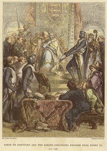 Simon de Montfort ja paronit vaativat uudistuksia Henrik III:lta, 1258 jKr tekijältä John Gilbert