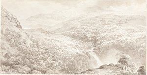 Una vall de muntanya amb una cascada finlandesa tekijältä John Glover