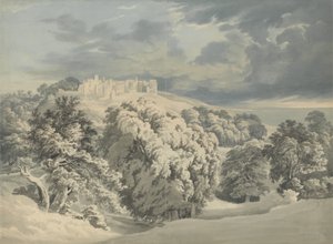St. Donats Castle, Glamorganshire (wc grafiitin päällä paperilla) tekijältä John Glover