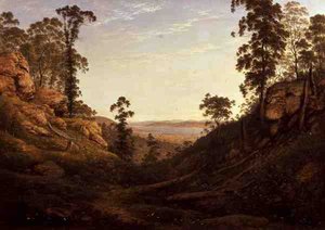 Derwent-joki ja Hobart Town, Tasmania (öljy kankaalle) tekijältä John Glover