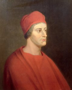 Muotokuva näyttelijä Henry Harriksesta Wolseyn roolissa William Shakespearen Henrik VIII -teoksesta, 1662.