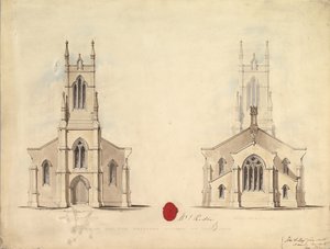 Suunnitelma ehdotettuun kirkkoon Middlesboroughissa, 1837
