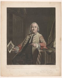 Muotokuva Simon Fokkesta kädessään Gerrit Hagedoorenin talon ryöstöjäte, 1751