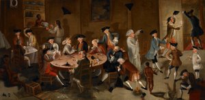 Merikapteenit juhlimassa Surinamissa, n.1752-58 (öljy sängyn tikille). tekijältä John Greenwood