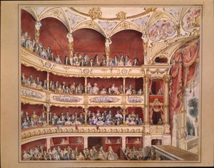 St. Jamesin teatterin auditorio (kynä ja akvarelli paperille) tekijältä John Gregory Crace