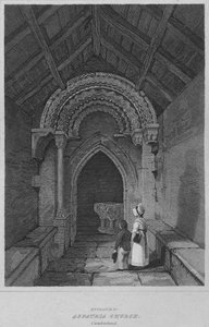 Sisäänkäynti Aspatria-kirkolle, Cumberland, 1814 tekijältä John Greig