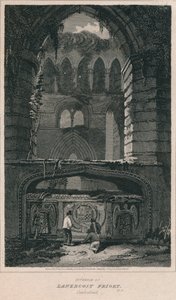Lanercost Prioryn sisätilat. Cumberland, 1814 tekijältä John Greig