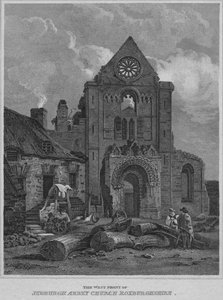 Jedburgh Abbey Church Roxburghshiren länsirintama, 1814 tekijältä John Greig
