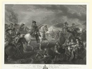 El rei Guillem III a la batalla del Boyne, 1690 Finalització de la Batalla del Boyne (títol sobre objecte). tekijältä John Hall