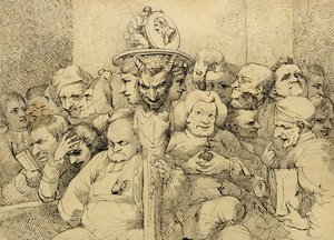 Shakespearen medaljongin ympärille kootut kirjalliset hahmot tekijältä John Hamilton Mortimer